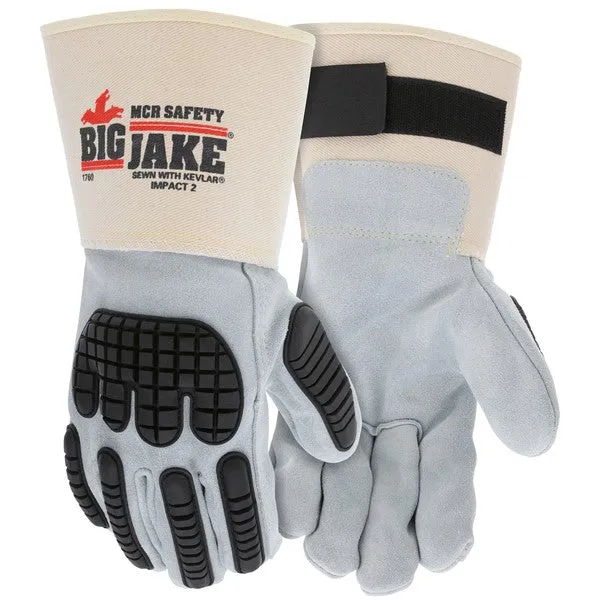 1760XL MCR Safety Big Jake Leather Palm Gloves, X-Large, Leather, White