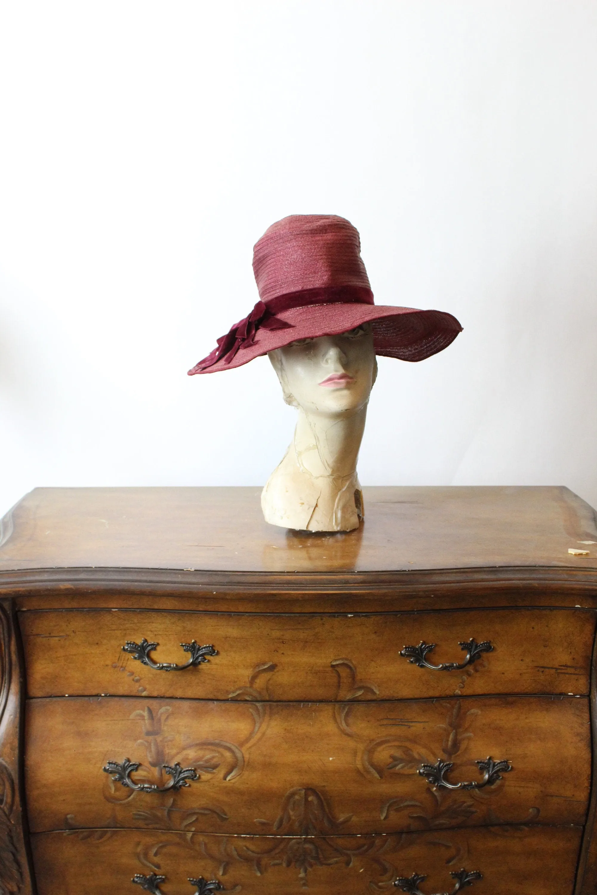 1920s raffia VELVET wide brim hat cloche | new fall