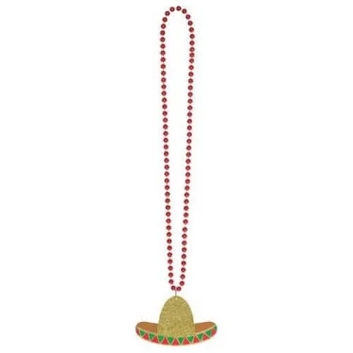 36" Cinco De Mayo Glitter Sombrero Plastic Necklace