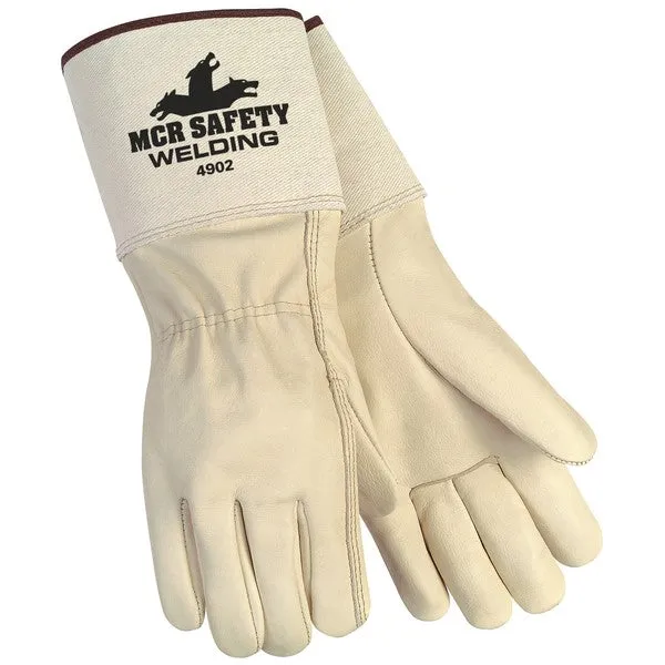 4902L MCR Safety Welding Gloves, Large, Leather, Beige, Unlined