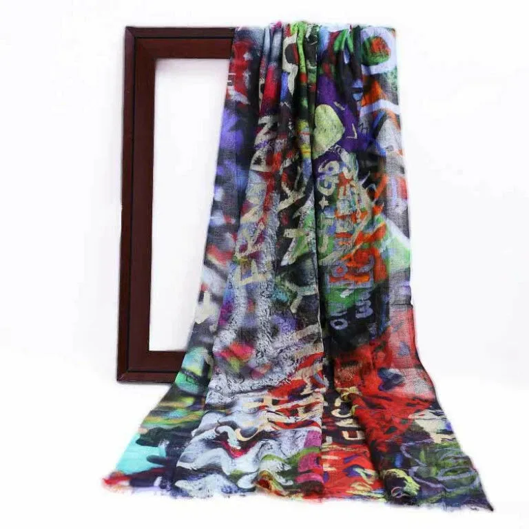 Abstract Graffiti Art Scarf - Modal/Silk