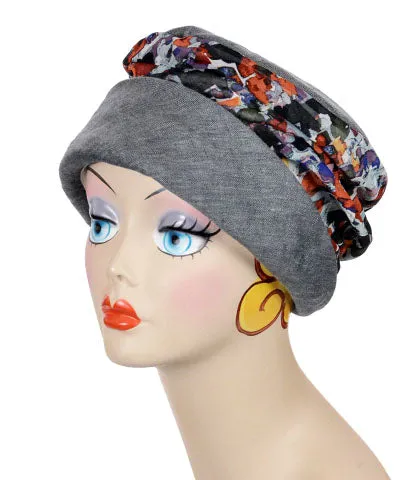 Ana Cloche Hat Style - Linen in Juniper with Purple Impression - Sold Out!