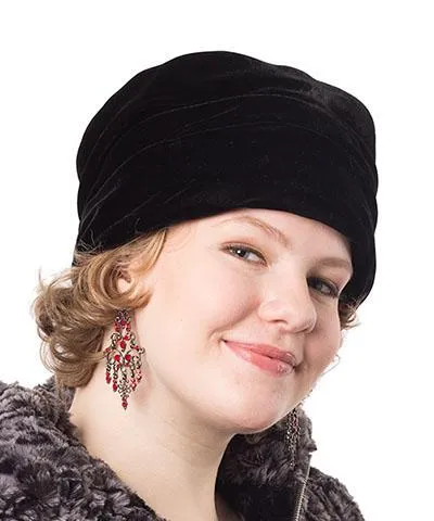 Ana Cloche Hat Style - Velvet in Black, Solid