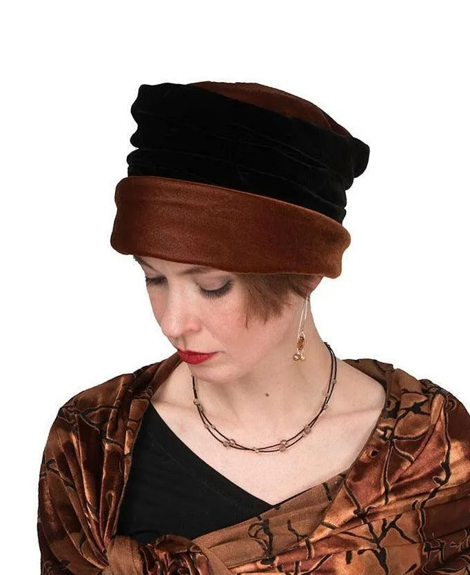 Ana Cloche Hat Style - Velvet in Citrine & Black