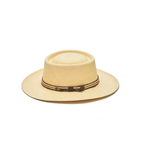 Austral Natural Panama Hat - The Dune with Striped Leather Band