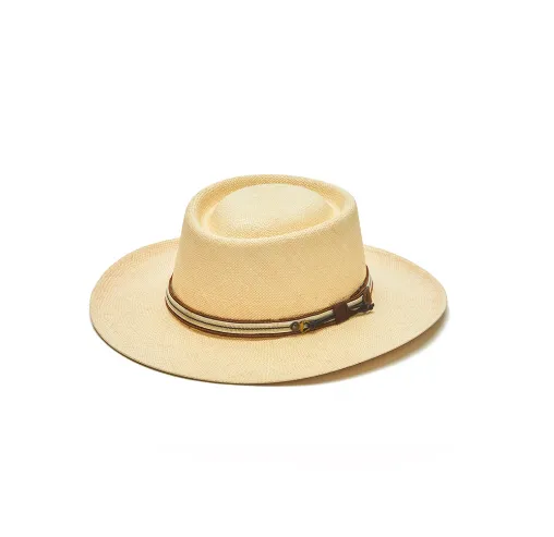 Austral Natural Panama Hat - The Dune with Striped Leather Band