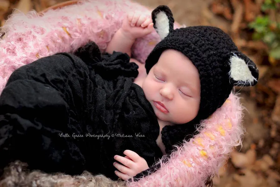 Baby Black Cat Newborn Hat