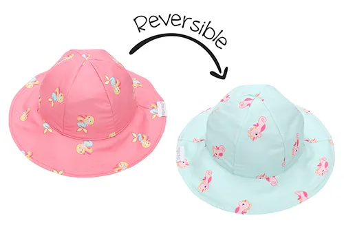 Baby/kids Reversible Patterned Sun Hat - Mermaid | Seahorse