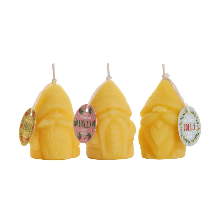 Beeswax Holiday Gnome Candles 3-PK