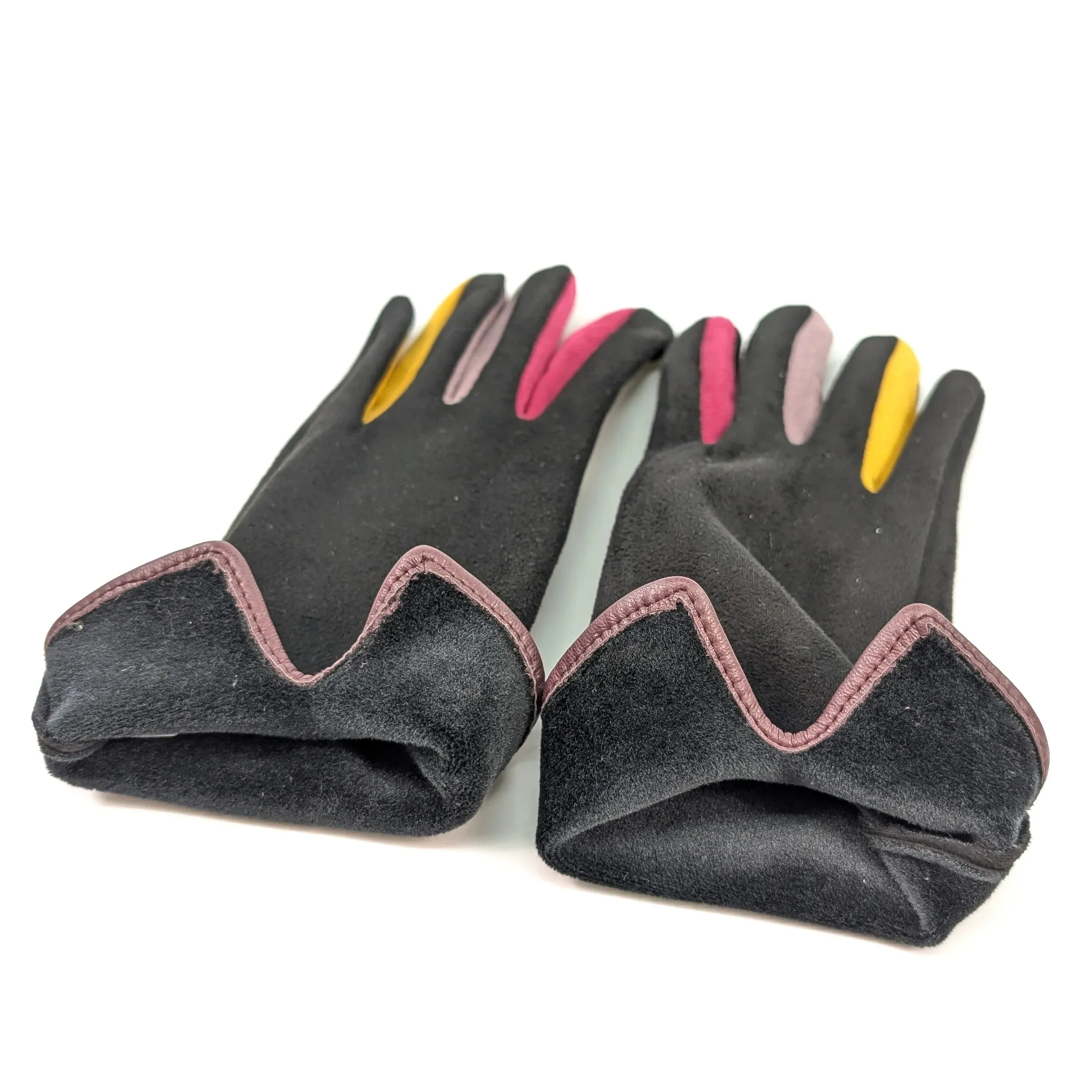 Black Ginger Black with Colourful Inbetweens Gloves - 800-164