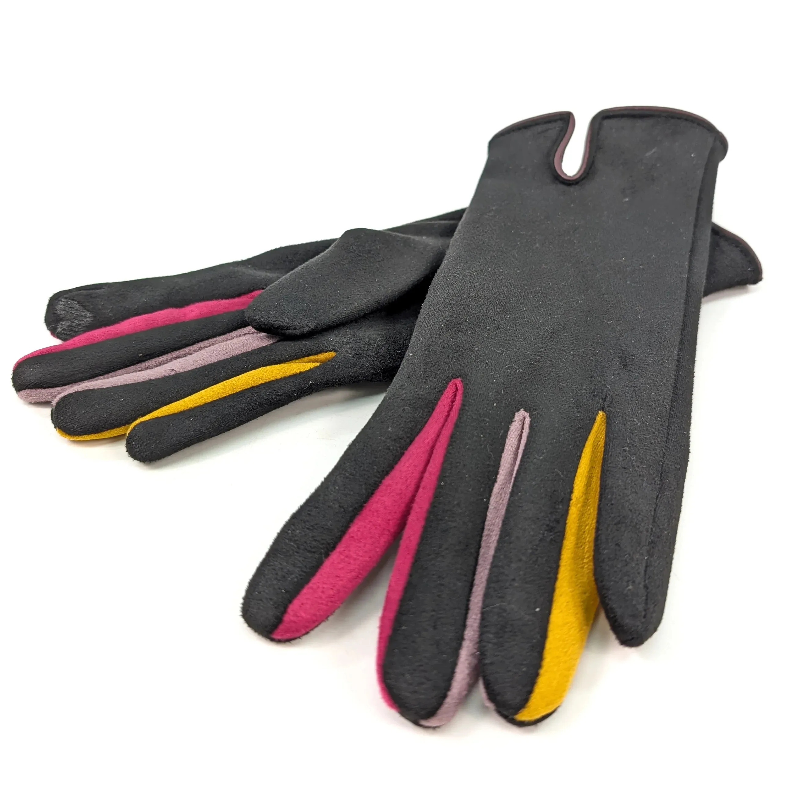 Black Ginger Black with Colourful Inbetweens Gloves - 800-164