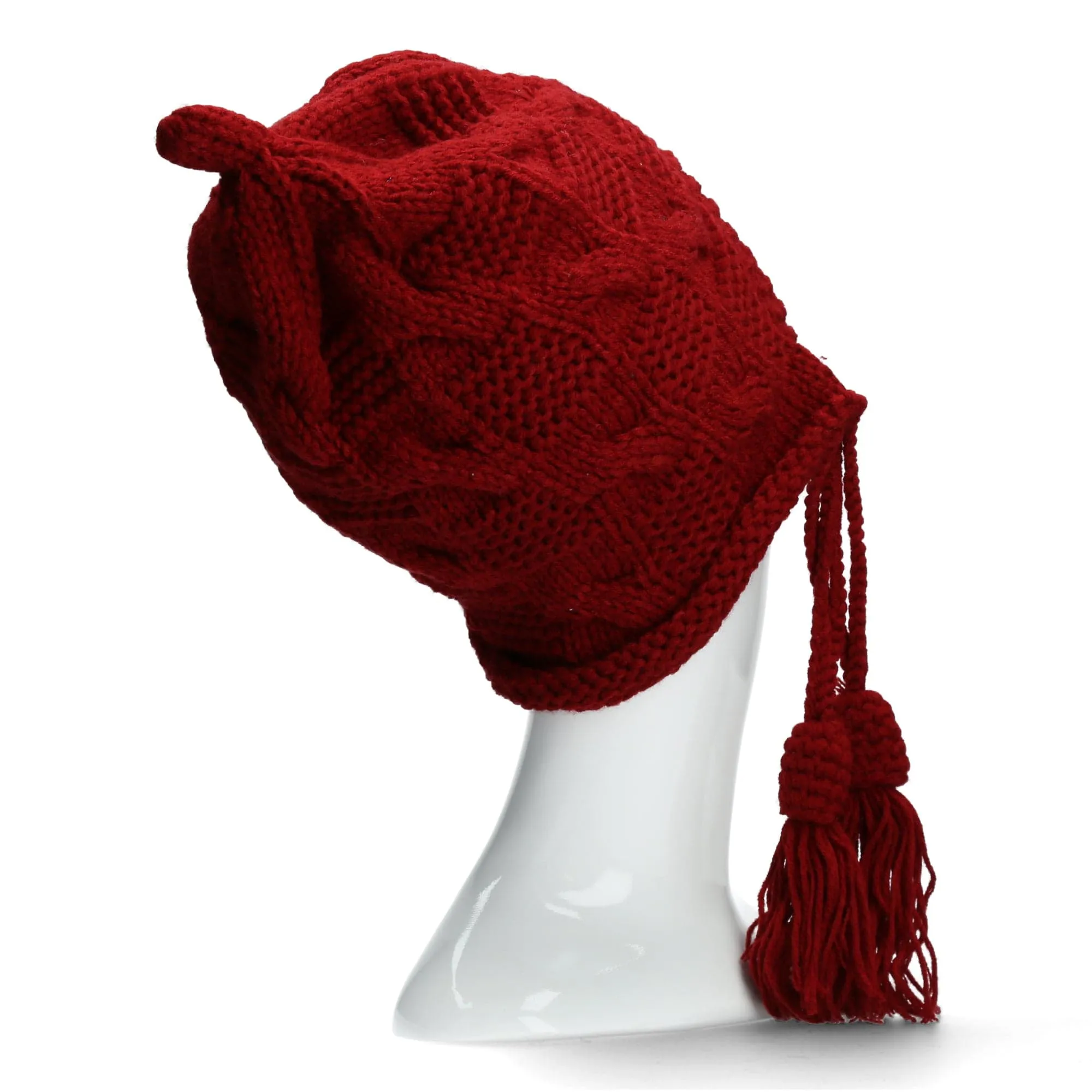 Bonnet ethnique en tricot rouge