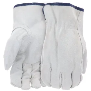 Boss B81162-M Gloves, M, 7-1/8 to 8 in L, Keystone Thumb, Slip-On Cuff, Split Cowhide Leather, Gray :PR: QUANTITY: 1