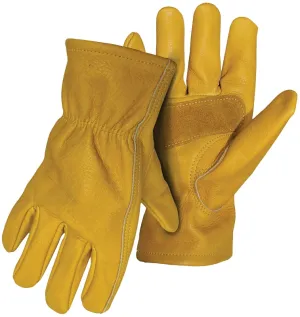 Boss B81252-L Gloves with Palm Patch, L, Keystone Thumb, Elastic Cuff, Leather, Tan :PR: QUANTITY: 1