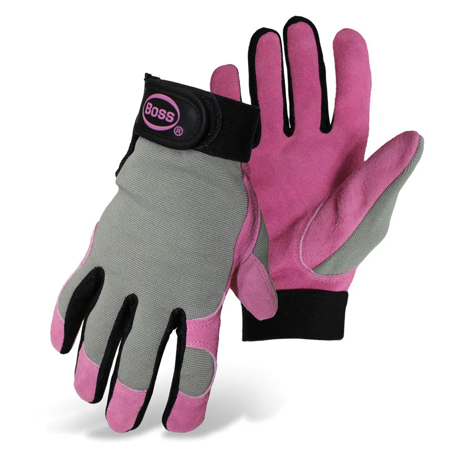 BOSS GUARD 790L Garden Gloves, Women's, L, Keystone Thumb, Hook and Loop Cuff, Spandex Back, Assorted