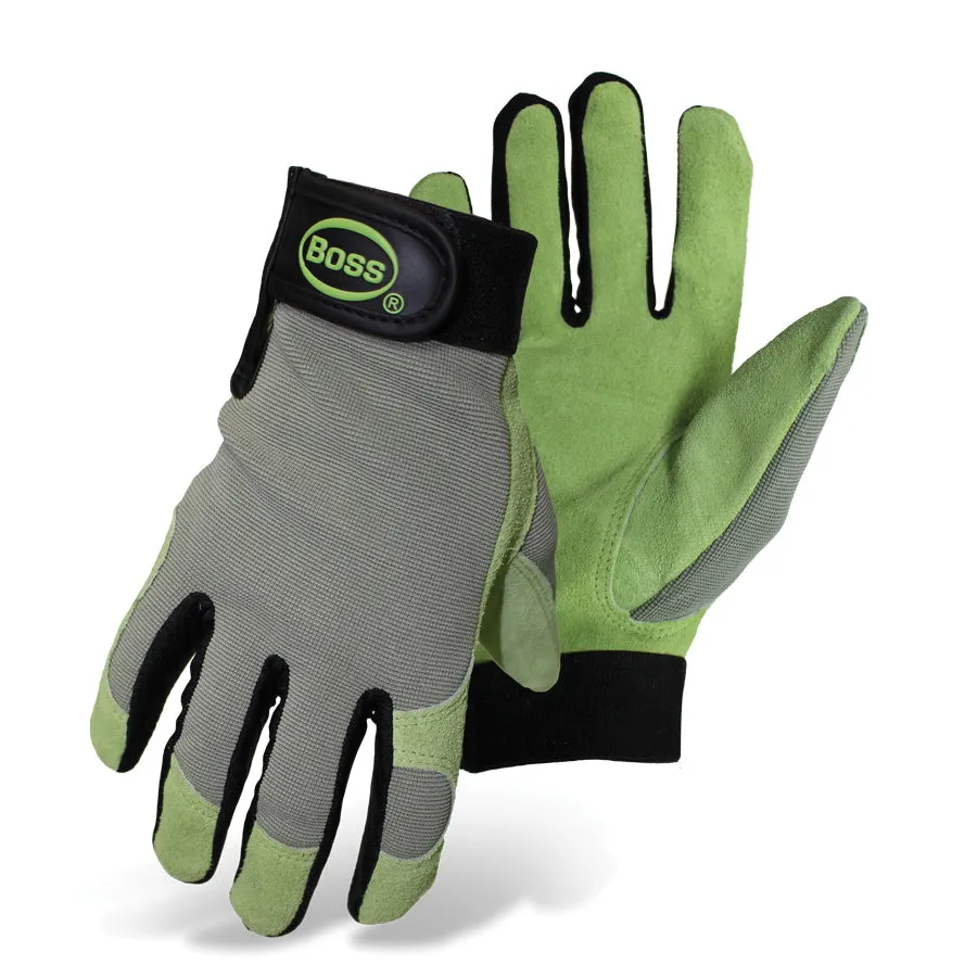 BOSS GUARD 790L Garden Gloves, Women's, L, Keystone Thumb, Hook and Loop Cuff, Spandex Back, Assorted