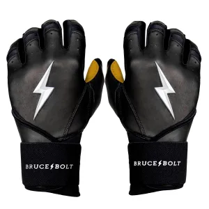 Bruce Bolt PREMIUM PRO Long Cuff Batting Gloves: Black