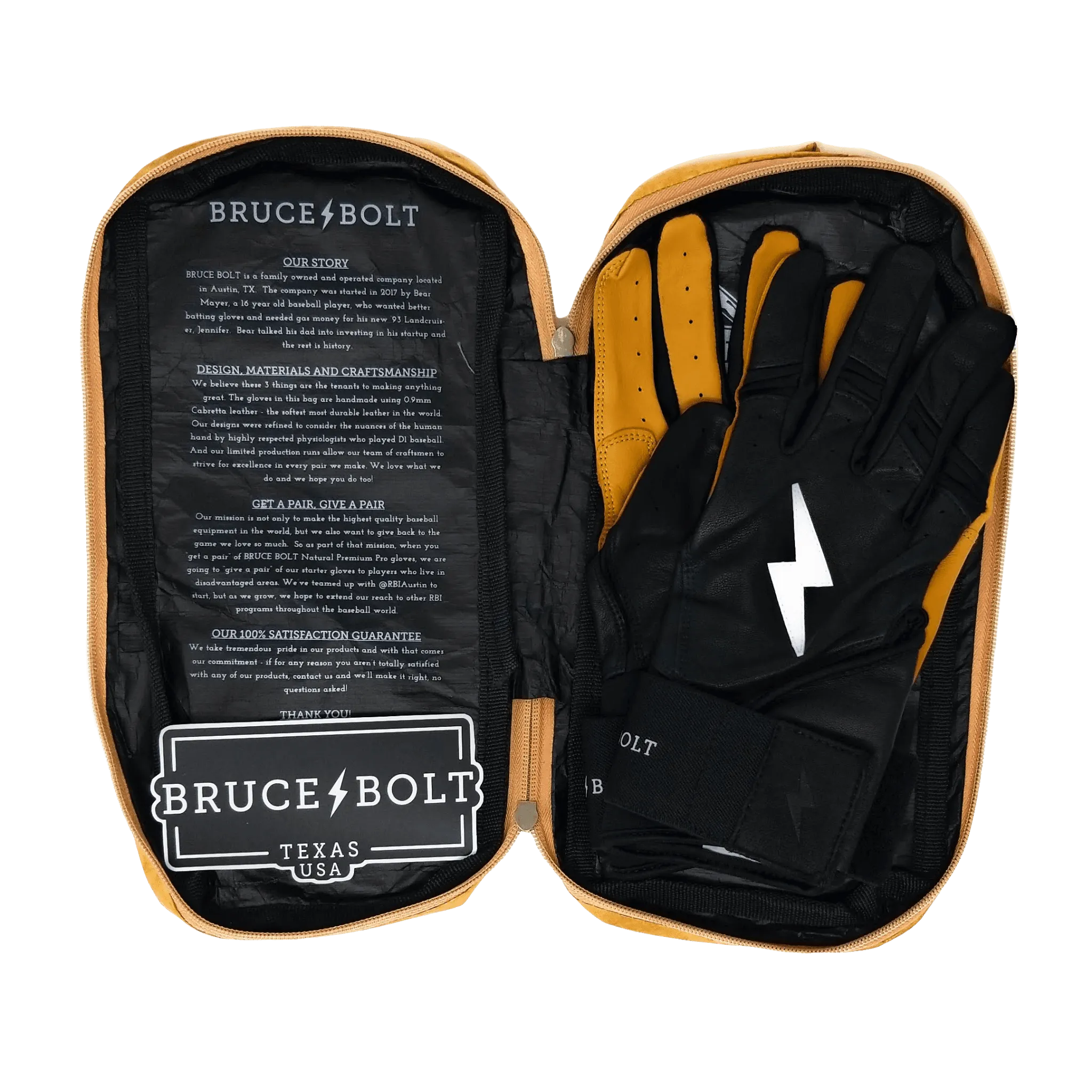 Bruce Bolt PREMIUM PRO Long Cuff Batting Gloves: Black