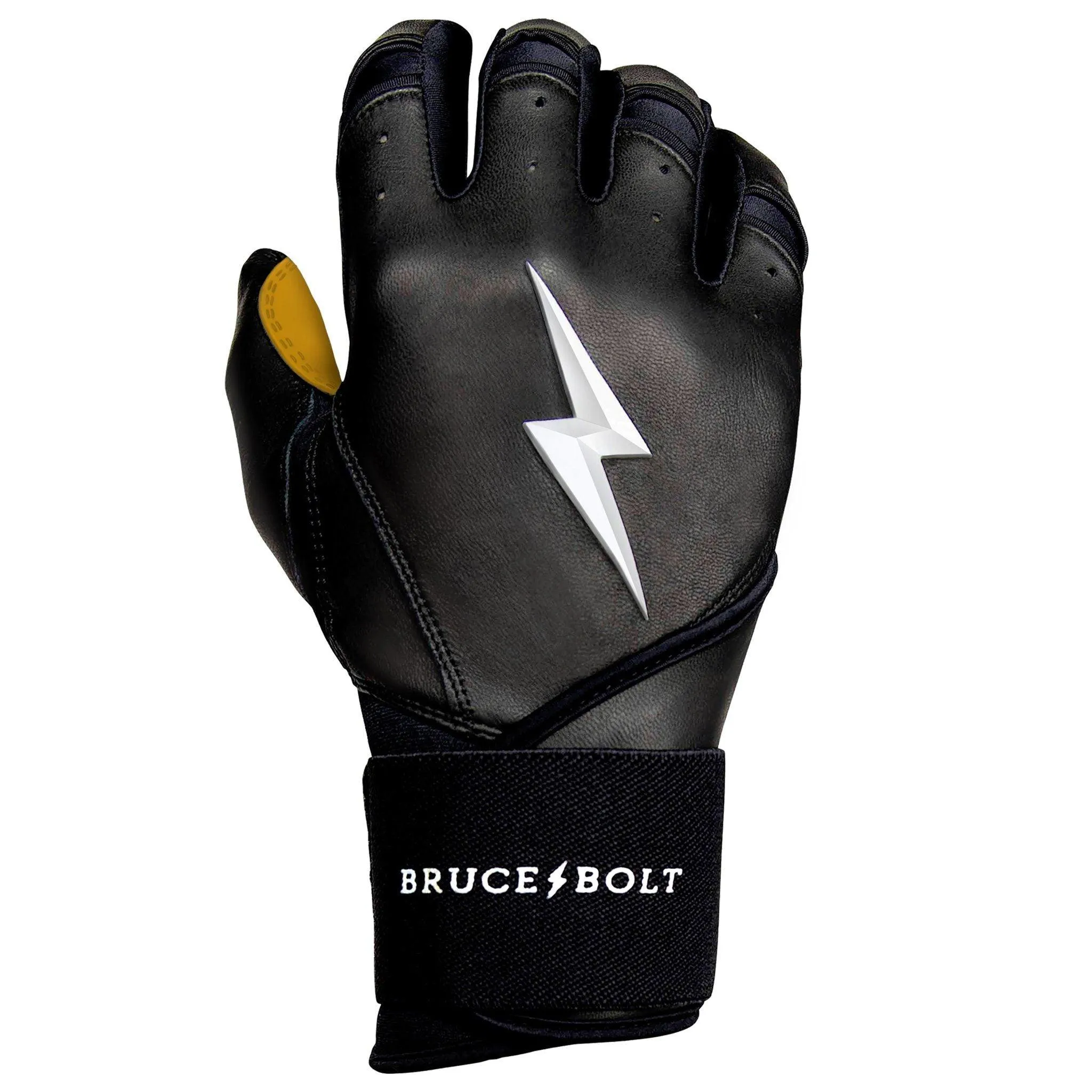 Bruce Bolt PREMIUM PRO Long Cuff Batting Gloves: Black