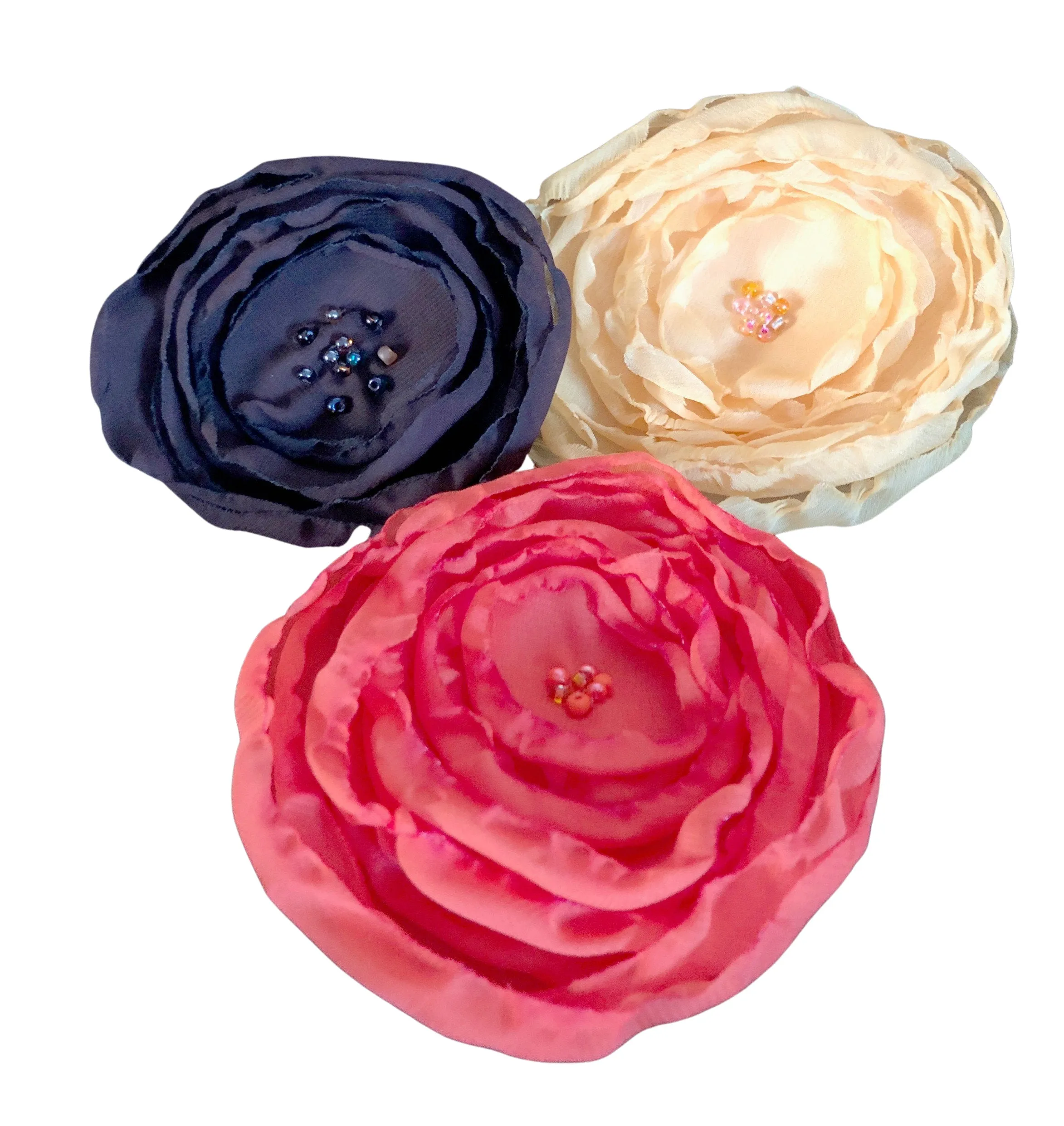 Chiffon Rose Brooch - Hat, Lapel or Purse Accessory