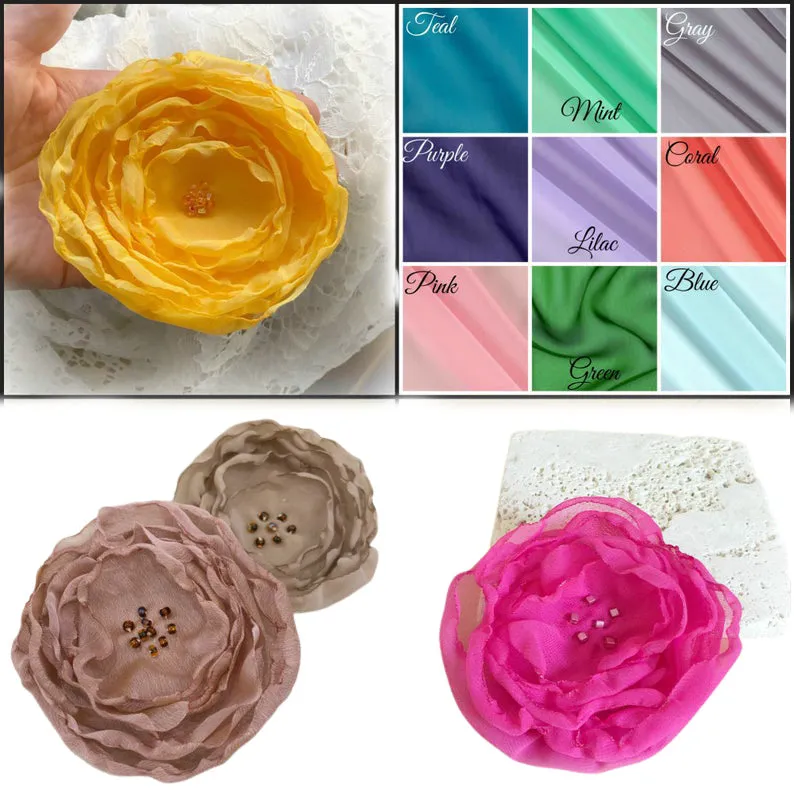 Chiffon Rose Brooch - Hat, Lapel or Purse Accessory