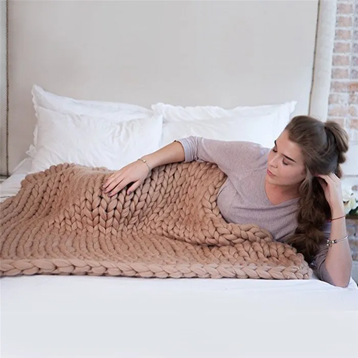 Chunky Knit Wool Handmade Blanket