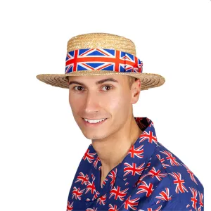 Classic Boater Hat GB Flag Fancy Dress Sports Royal Party