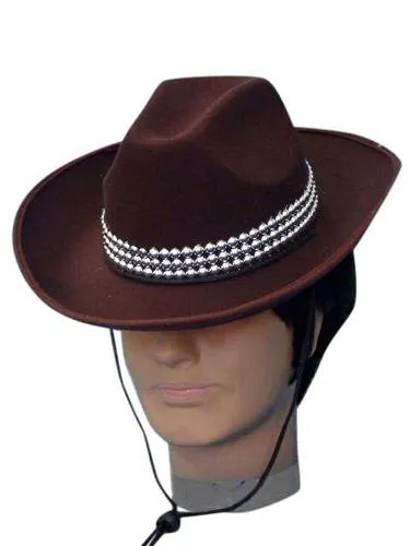 Cowboy Brown Costume Hat with Silver Band