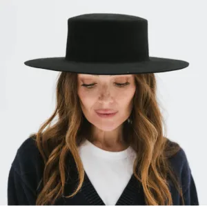 Dahlia Boater Hat Black