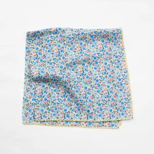 Ditsy Wildflower Print Square Scarf in Blue & Pink