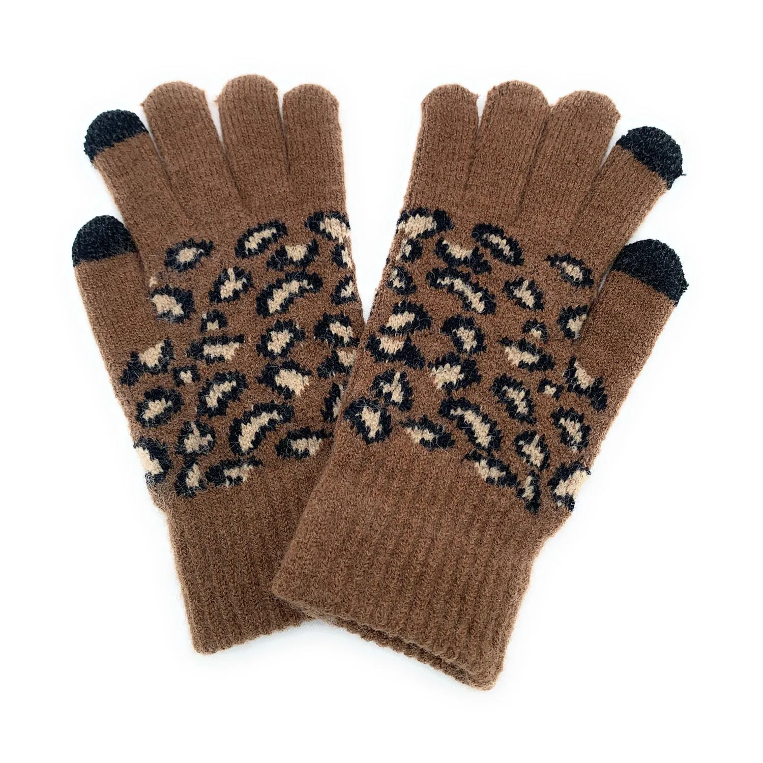 Empire Cove Winter Knit Ribbed Leopard Touch Screen Gloves