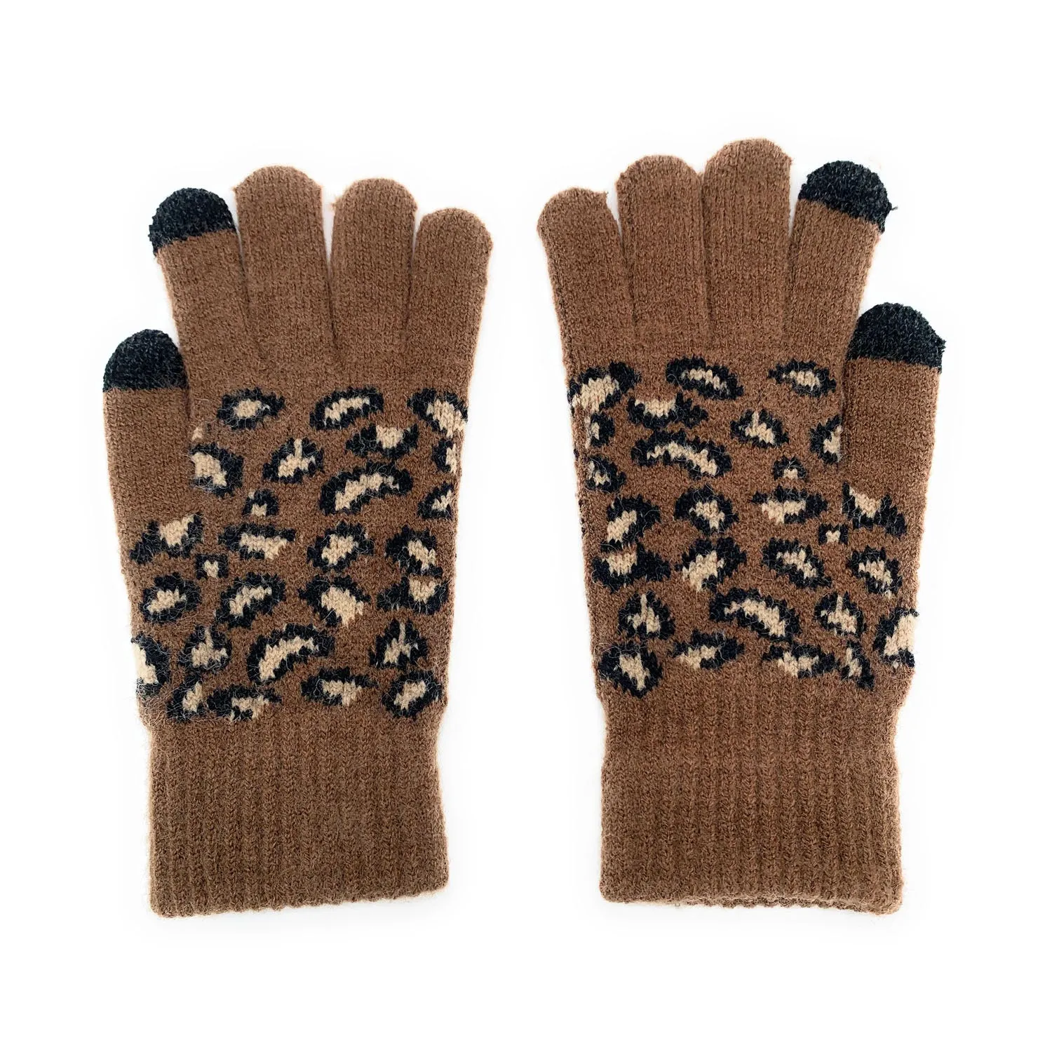 Empire Cove Winter Knit Ribbed Leopard Touch Screen Gloves