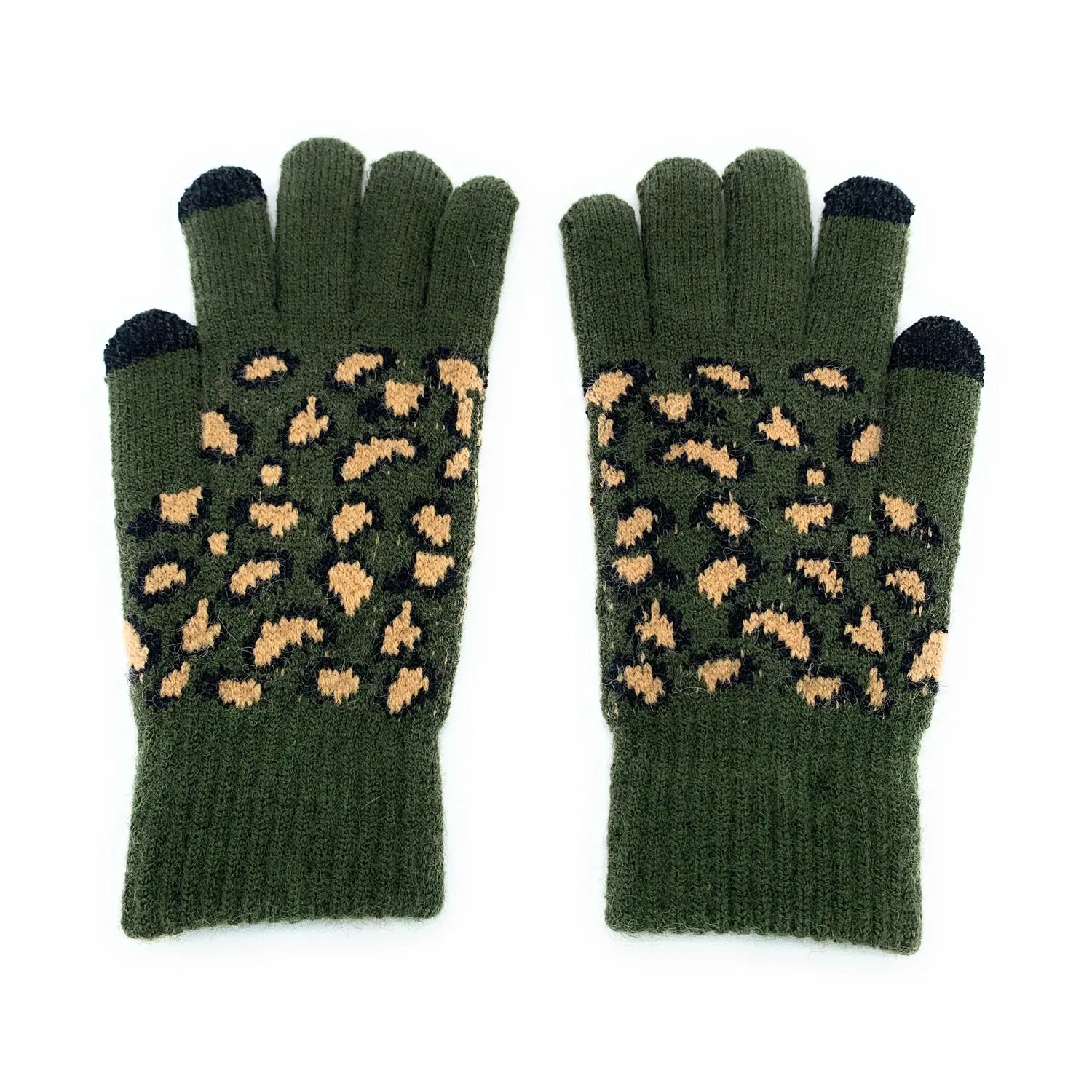 Empire Cove Winter Knit Ribbed Leopard Touch Screen Gloves