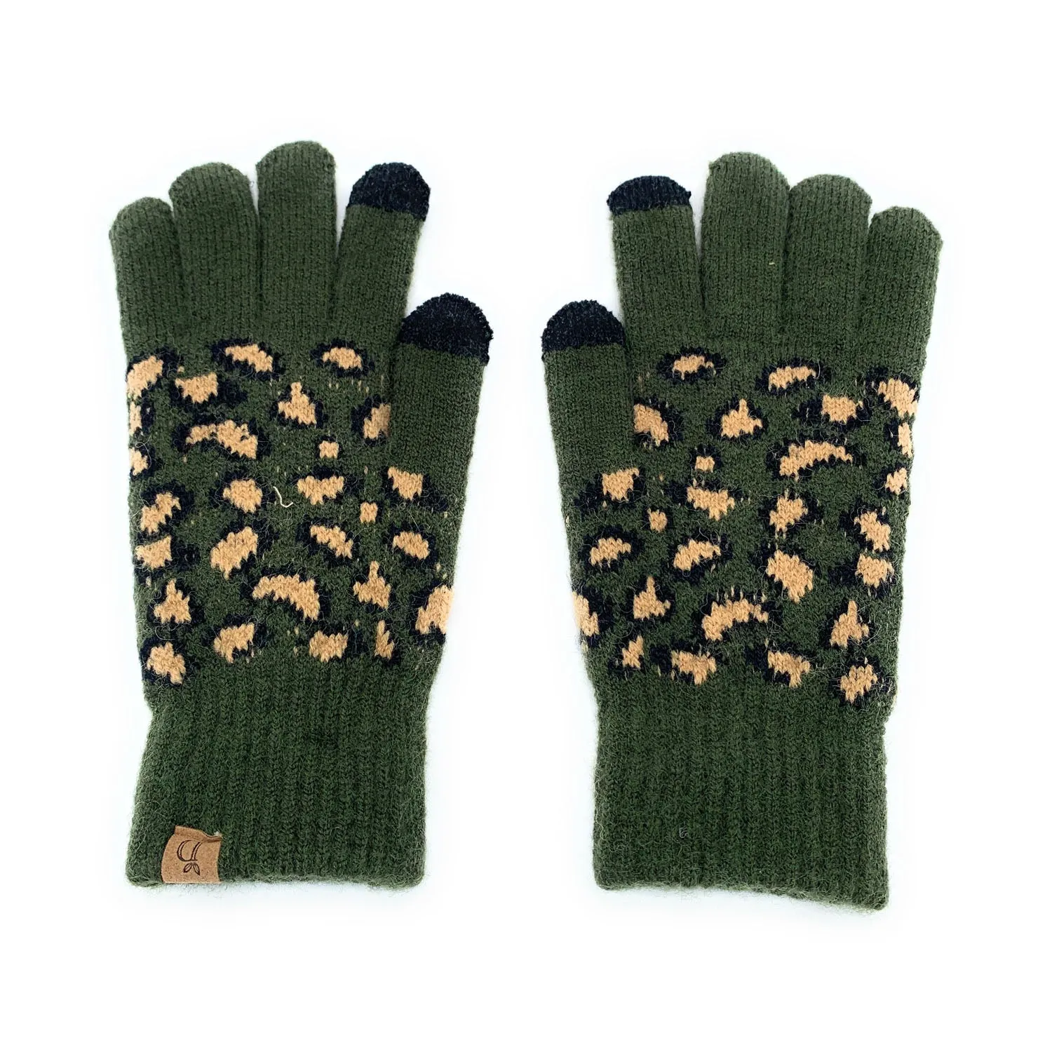 Empire Cove Winter Knit Ribbed Leopard Touch Screen Gloves