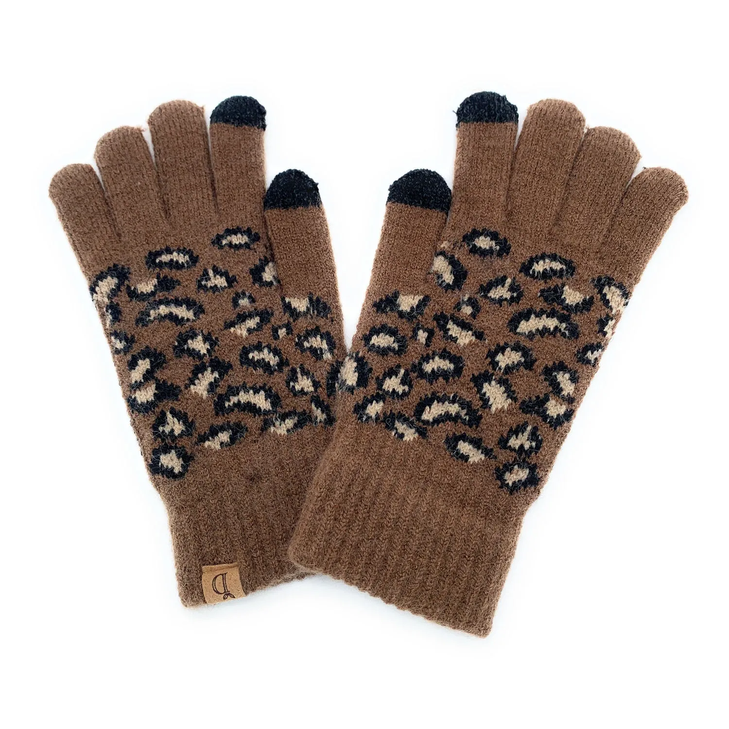 Empire Cove Winter Knit Ribbed Leopard Touch Screen Gloves