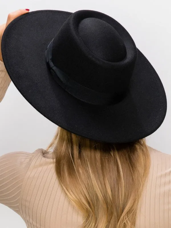 FELT BOATER HAT (BLACK)