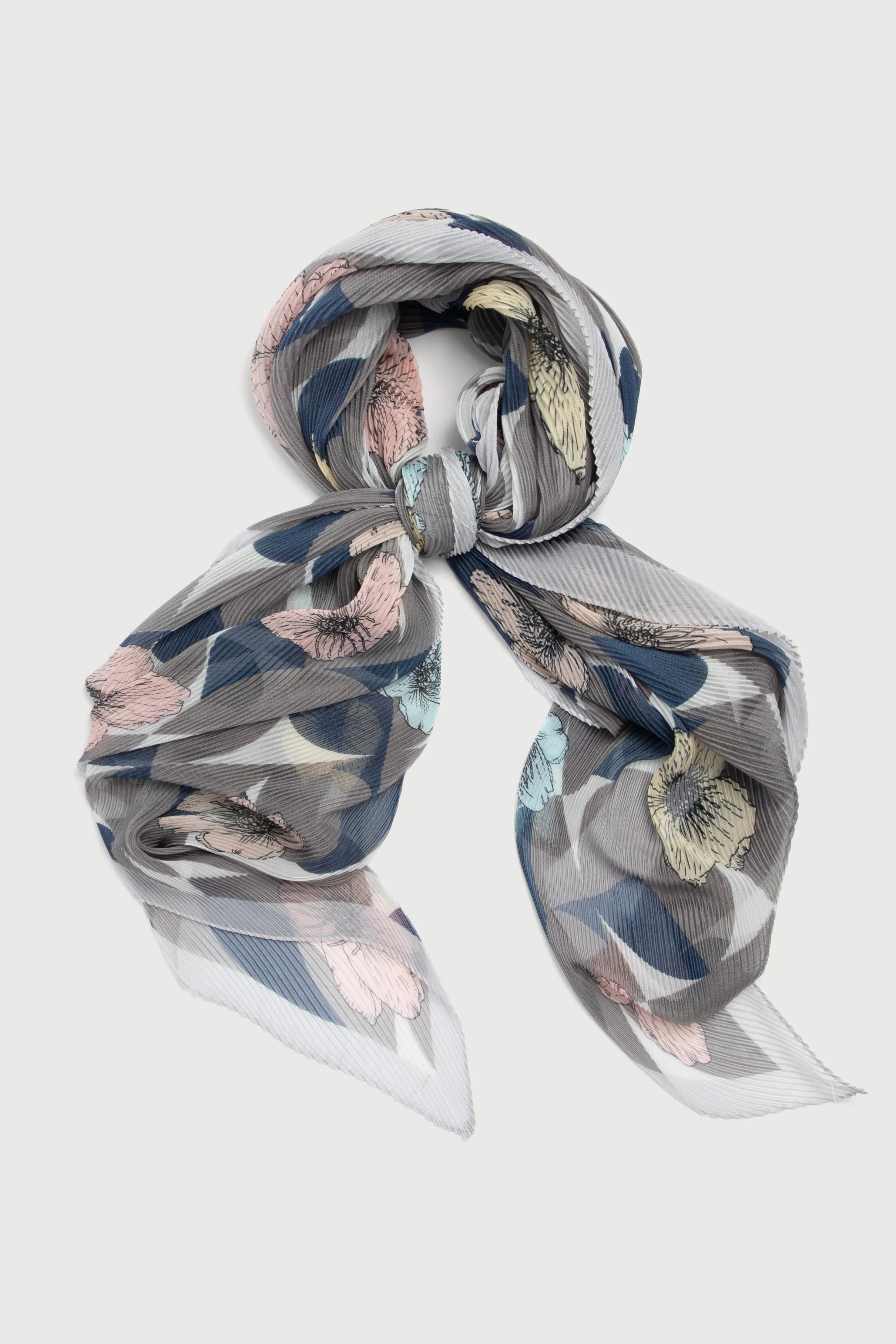 Floral Geo Pleated Scarf