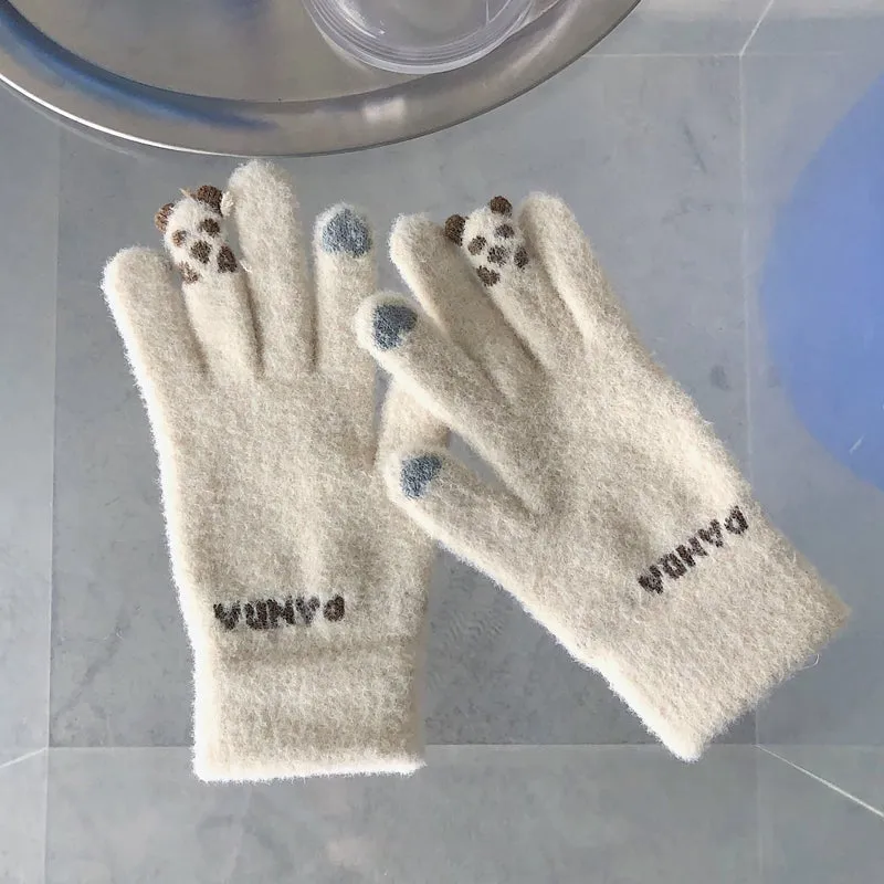 Fluffy Warm Panda Bear Gloves