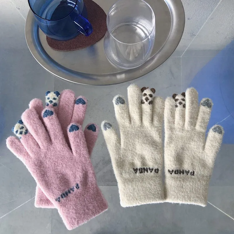 Fluffy Warm Panda Bear Gloves