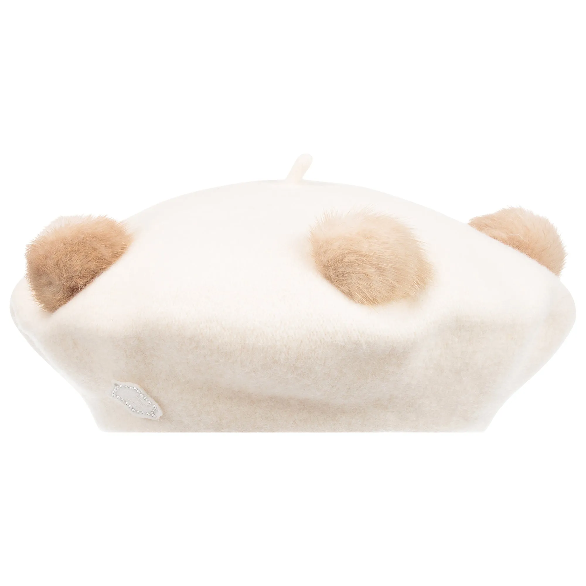 Girls Cream Pom Pom Beret