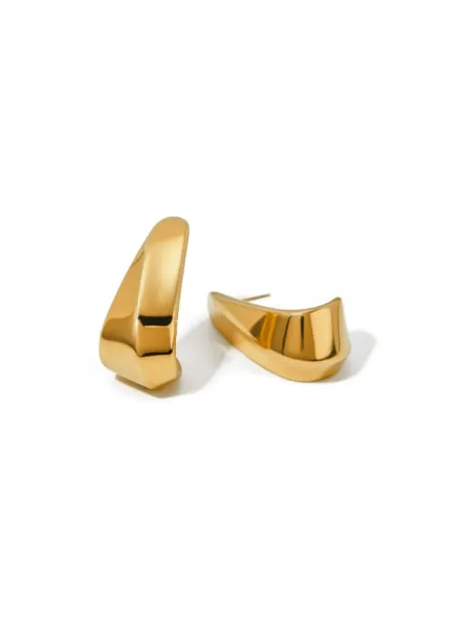 Golden Bar Earrings 18K Gold Plated Chunky Sleek Statement Jewelry