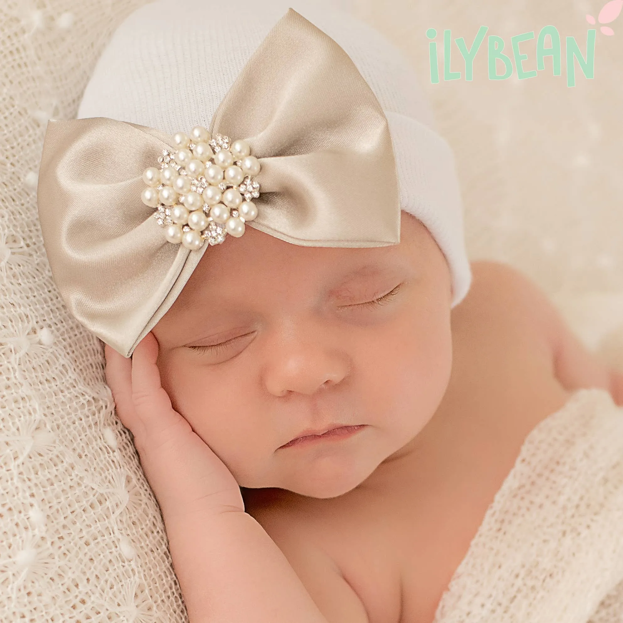 GOLDIE Bow Newborn Girl Hospital Hat