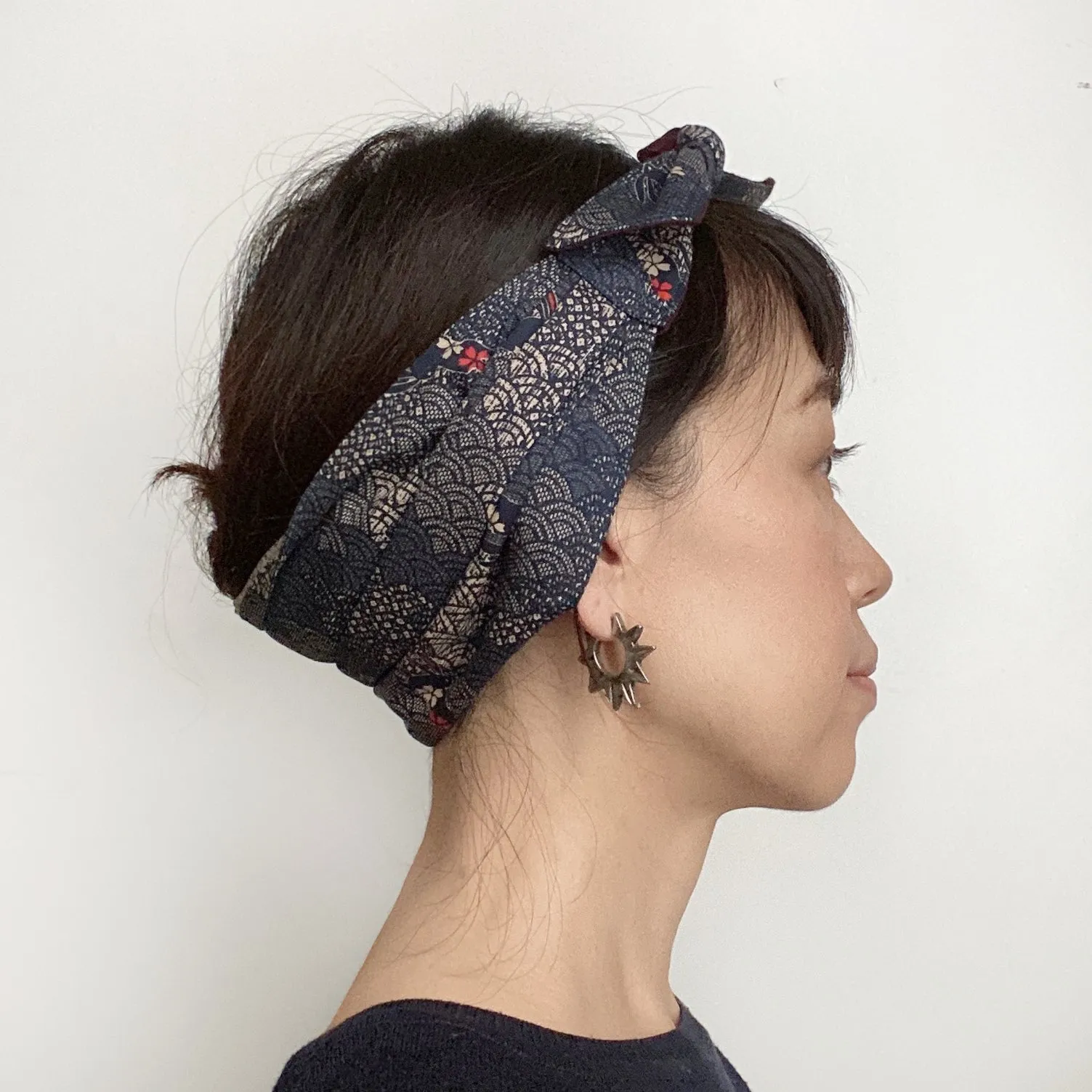 Head scarf Japanese fabric Rabbit wave