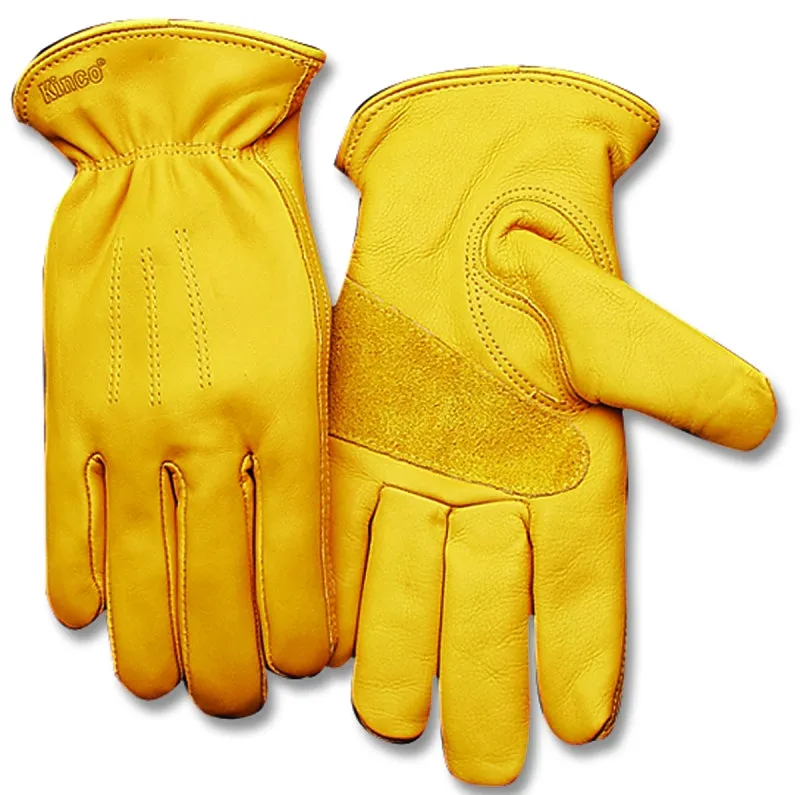 Heatkeep 198HK-M Premium-Grade Driver Gloves, Men's, M, 11 in L, Keystone Thumb, Easy-On Cuff, Cowhide Leather, Gold :PR: QUANTITY: 1