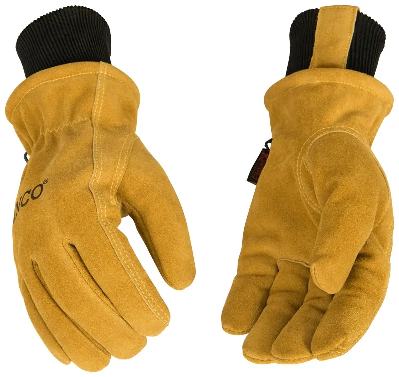 Hydroflector 350HKP-L Gloves, Men's, L, Keystone Thumb, Knit Wrist Cuff, Cowhide Leather, Gold :PR: QUANTITY: 1