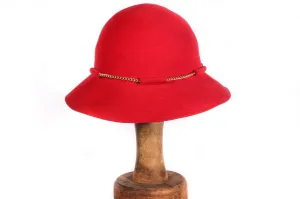 Kangol Red Cloche Bucket Style Hat with Gold Chain 55cm