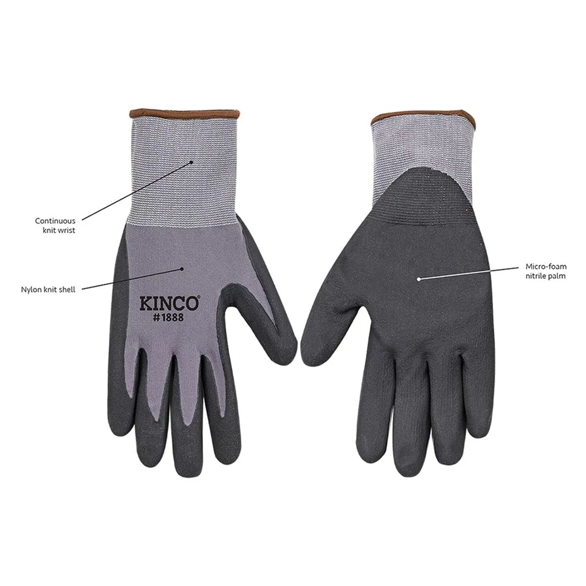 Kinco Nylon Knit Shell with Micro-Foam Nitrile Palm Glove