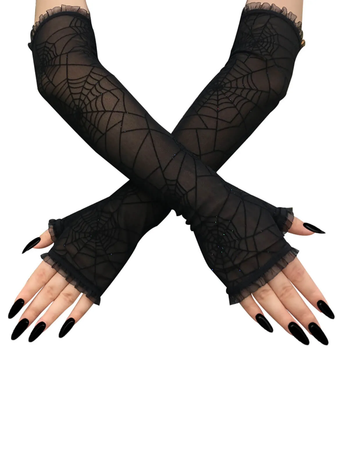 Latest Spider Web Fingerless Gloves