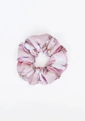 Linen Hair Scrunchie Geo Horse Print | Pink