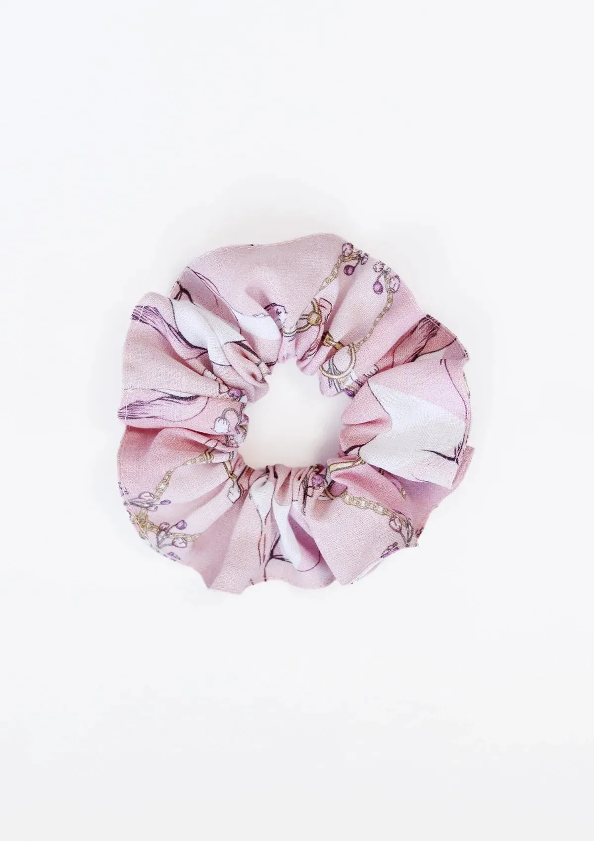 Linen Hair Scrunchie Geo Horse Print | Pink